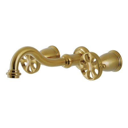 Kingston Brass KS3127RX Two-Handle Wall Mount Bathroom Faucet, Brushed Brass KS3127RX